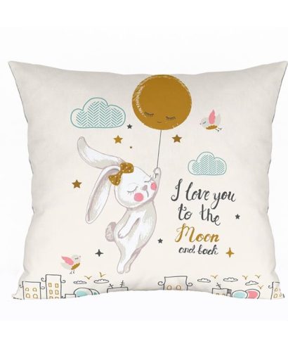 Funda de cojín estampado conejito en la luna